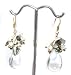 Beautiful Jack E Ohs NYC Flower Leaf & Crystal Drop Charm Dangle Earrings Gold Tone Comes Gift Boxed (F2)