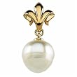 14kt Yellow Gold Stylish Clover with Shiny Pearl Pendant