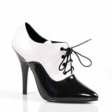 SEDUCE 5 Inch Womens Sexy Shoes High Heeled Oxford Lace Up Pump Shoes Black / White Patent Pleaser