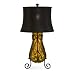 Contemporary Blown Glass Amber Table Lamp with Scrolled Base