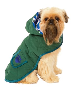 Fashion Pet Green Quilted Paw Dog Blanket Coat 