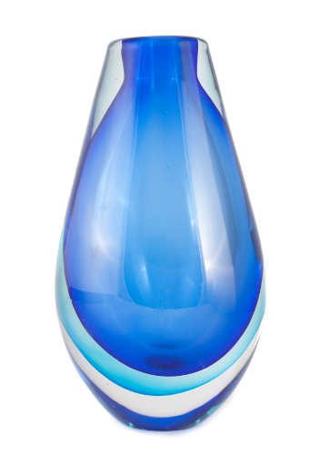 Glass Ware Murano Art Retro Crystal Vase Blue 2956