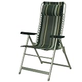 Camp 4 Malaga Exclusive L - Chaise de camping - Gris/beige/rayures - 114 x 67 x 12 cm