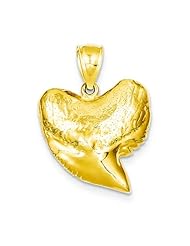 14K Yellow Gold 3D Shark Tooth Charm Pendant Jewelry