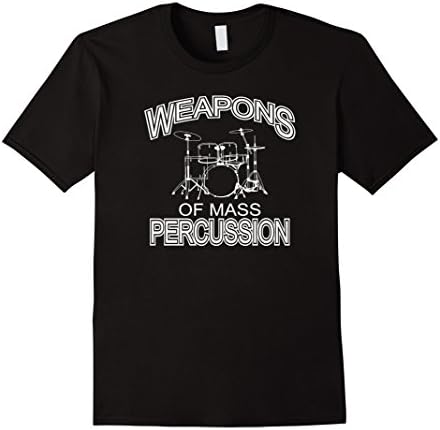 Men's Weapons Of Mass Percussion Drummer TShirt Drums Funny Large Black