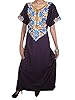 Womans Kaftan Designer Dress Dark Purple Floral Embroidered Loungewear Medium