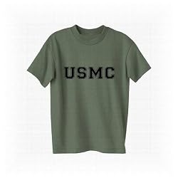 USMC Marines S/S T-Shirt - Authentic Military Style Physical Training T-Shirt in Military Green