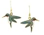 Gold plated and vitreous hand enameled french wire hummingbird earrings