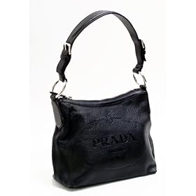 Prada Black Leather BR3226 Mid Size Handbag