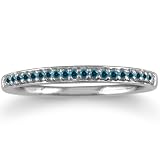 10K White Gold Blue Diamond Band Ring (1/10ct tw Sizes 4-10)