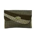 Large Mock Croc Fashion Clutch Bag Dark Green