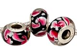 beads Murano Glas Bead für Schmuck Armband/Kette Silber plattiert in Rosa/Schwarz