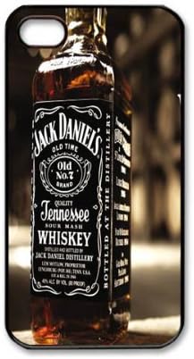New Customized Designer Jack Daniels Whiskey Bottle Style Pc Hard Back Case Cover for Iphone 4 4s 4g 4th Black Color with Retail Packaging,compatible with Iphone 4