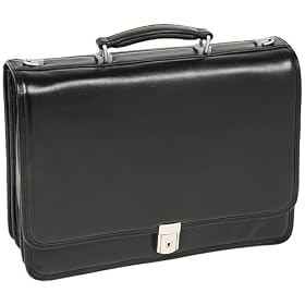 McKlein River North Three Compartment Briefcase Black Laptop Cases