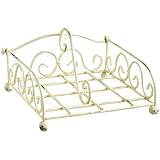 Wrought iron vintage French style napkin holder dispenser, White