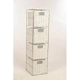 Rattan Four Drawer Storage Tower with Chrome Hardware