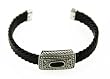 Silvertone Black Cuff Bracelet Fashion Jewelry