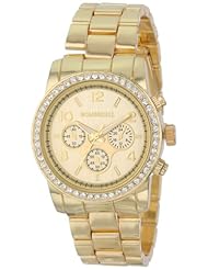 Bombshell Womens BS0314G Runway Rhinestone Gold Tone Watch