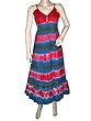 Tie Dye Boho Fashion- Maxi Dress Red Blue Crochet Neckline Dress Bohemian Clothing