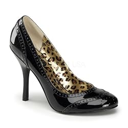 Spectator Round Toe Pump W/Perforated Detailing Black Patent