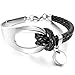 INBLUE Women's Stainless Steel Genuine Leather Bracelet Bangle Cuff Silver Tone Black