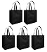 Reusable Grocery Tote Bag Black 5 Pack