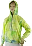 Yellow & Green Zip Front Tie-dye Hoodie, 4 Sizes Available