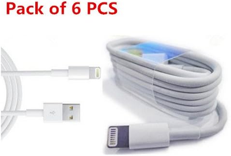 High Quality 6 Pack EXTRA LONG 6FT USB Data Sync and Charging Cable Compatible with iPhone Apple 5 / 5C / 5S iPad Mini iPod Touch 5th Gen