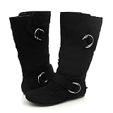 Soda Trim Mid-Calf Boots Black Suede 10 Black Suede