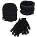 Maylisacc Mens&Women Knit Hat Driving Touch Screen Gloves Infinity Circle Loop Scarf Set Black
