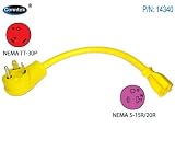 Conntek 14340 RV Pigtail Adapter RV 30 Amp Male Plug To 15 Amp Female Connector