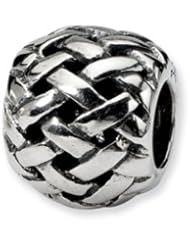 Bali Woven Basket Charm in Silver for 3mm Charm Bracelets