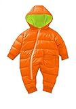 C-Princessベビー カバーオール ロンパース フード付 冬 防寒アウター ジャンプスーツ 綿入れ 赤ちゃん　新生児 子供　男女兼用 (90, Aオレンジ)