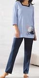 BellaDonnaModen Pyjama imprimé femme en coton - bleu foncé/bleu claire - taille 50/52