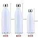 HH HOFNEN 17 oz/25 oz/34 oz Double Walled Stainless Steel Water Bottle Sports Insulated Water Thermos with Free Neoprene Bottle Bag and Sponge Brush (White,1000ml)
