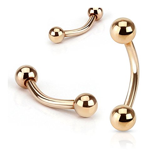 Basic Curved Barbell Rose Gold IP Over 316L Surgical Steel (Sold Ind.)