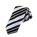 DAE7A19-21 Business Groomsmen Woven Microfiber Stripes Skinny Tie By Dan Smith