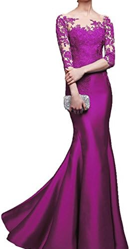 MENGFEIDA Women's Off Should Half Sleeve Mermaid Evening Formal Dresses US 12 Fushia