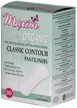 New - Maxim Hygiene Organic Cotton Classic Contour Pantiliners Light Days - 30 Pads
