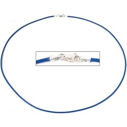 Leather Cord Necklace Blue 18"