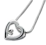 White Ice - Sterling Silver Heart in a Heart with Diamond Pendant and 18 Necklace