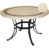 Windham Castings Scroll Dining Table With 48 Inch Round Mosaic Table, Cream