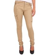 Romeo & Juliet Couture Zippered Pocket Cargo Pants in Beige