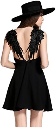 Women Sexy Halter Hollow Lace Angel Wings Dress Vestidos