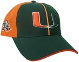 Men's Miami Hurricanes Dark Forest adjustable split U cap with sides in orange. Sebastian logo on side of cap.