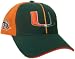 Men's Miami Hurricanes Dark Forest adjustable split "U" cap with sides in orange. Sebastian logo on side of cap.