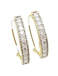 Women 14k Yellow Gold 1.47ctw diamond Hoop earring 39 27112DY Size 6.43