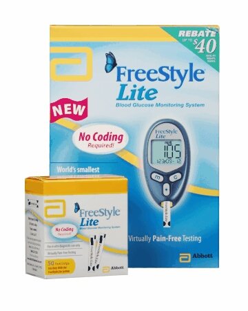 Freestyle Lite Blood Glucose Monitoring System PACKAGE - 100 ct.
