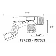 Kerick Valve PS75LS PVC Float Valve, Standard Mount, 16.5 gpm at 60 psi, 3/4" NPT Male