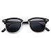 Retro Classic Metal Half Frame Horn Rimmed Sunglasses (Thin Black Frame / Gold Rimmed, 50)